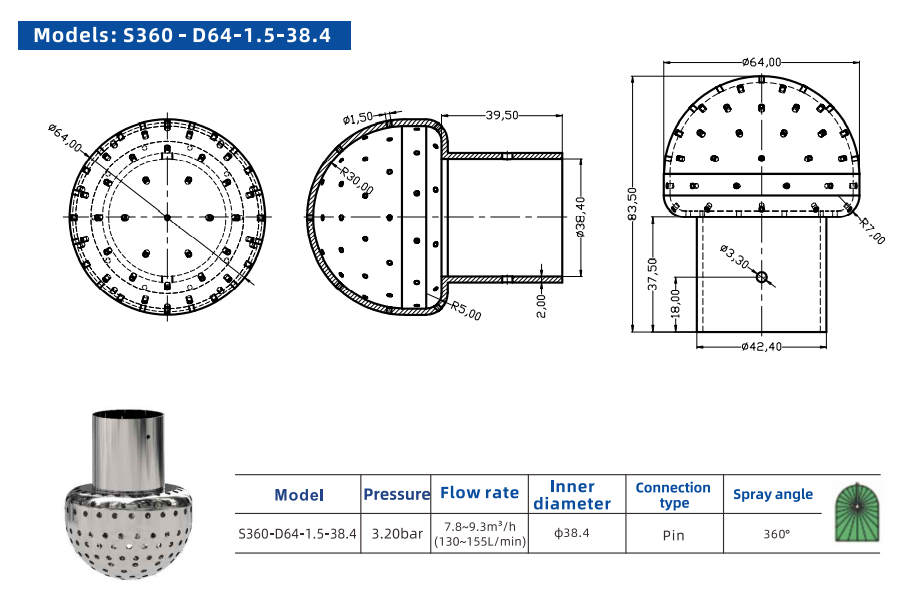 Stationary cleaning ball S360/Y360