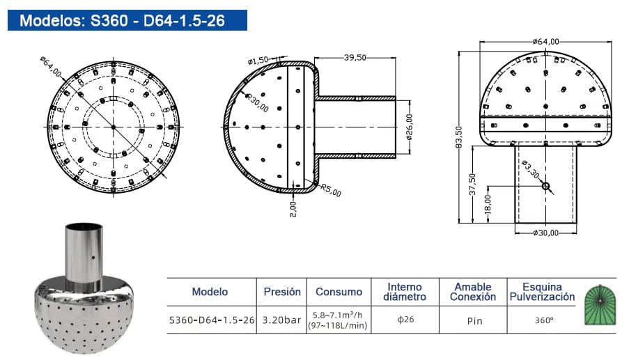 Bola de limpieza estacionaria S360/Y360