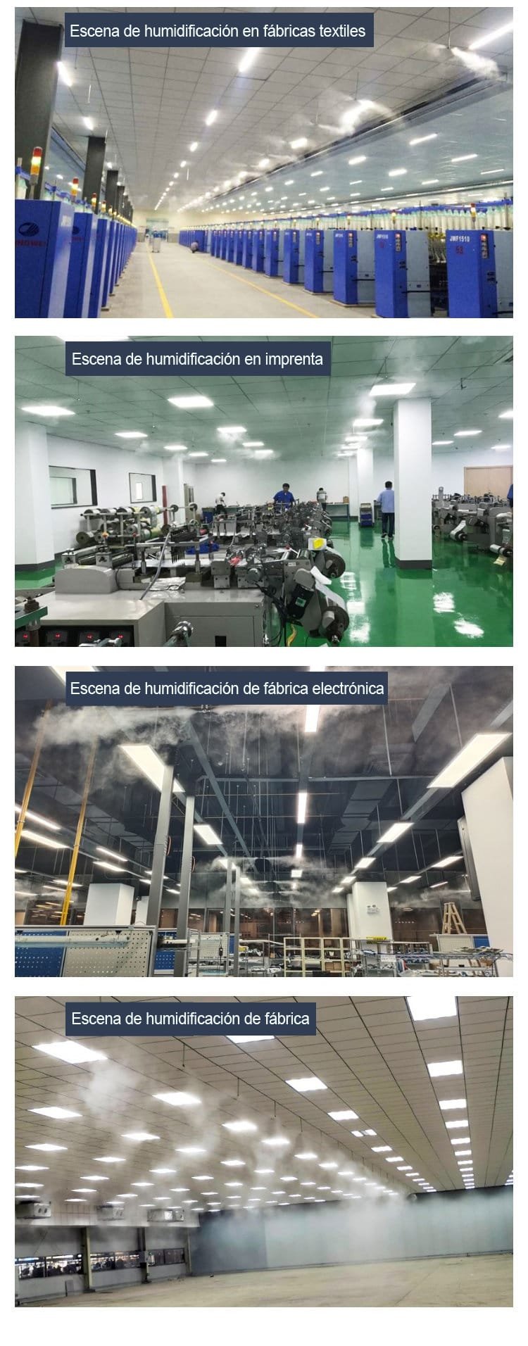 Sistema de humidificación de taller de fábrica